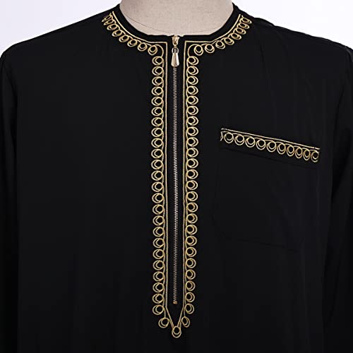 CAMDOM Naher Osten Arabische Herren Roben Muslimische Kaftan Kleidung V-Ausschnitt Thobe Arabisch Muslim Freizeitkleidung