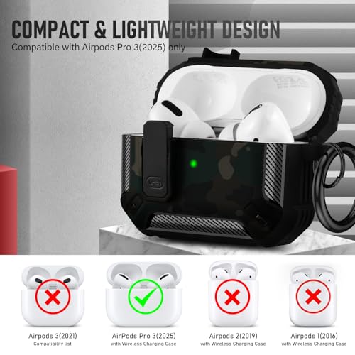 Image of Compatible with Airpods Pro 3 Case(2025),for Airpods Pro 3rd Generation Cases Cover with Keychain Cleaner Kit Soft Silicone Shockproof Cover for Women Men