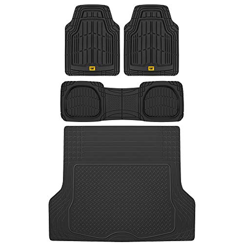 BDK Cat® CAMT-1003 (3-Piece) Deep Dish Rubber Car Floor Mats with Trunk Cargo Liner, Heavy Duty All Weather Trim to Fit Front & Rear Combo Set for Car Sedan SUV Van by BDK - Used condition - US$39.57