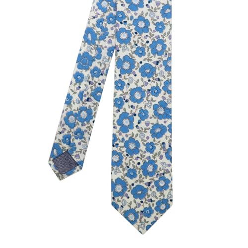 Image of Cotton Floral Ties for Men 2.76 inch Men's Skinny Tie Linen Flower Printed Neck Tie for Wedding Dating Party