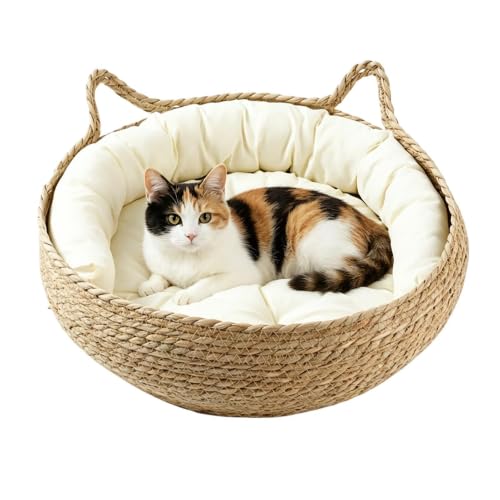 Small Cat Bed, Round Cat Beds For Indoor Machine Washable, Natural Breathable Portable Washable Nests | Pet Bed With Washables C