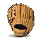 Franklin Sports Field Master Baseball + Softball Glove - Adult + Youth Glove - 12.0 Inch - Left Hand Throw - Men's + Women's - Camel Brown