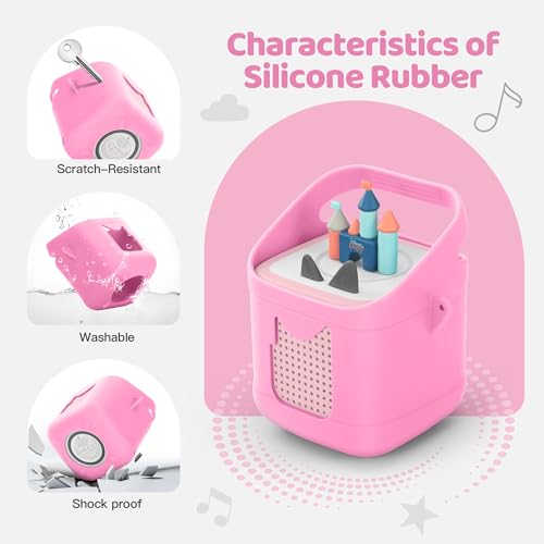 Seracle Shockproof Silicone Case for Toniebox 2 & 1 Audio Player, Scratch-Resistant Protective Cover | Includes Handle & Adjustable Shoulder Strap (Cloud Pink) by Seracle - Image 3