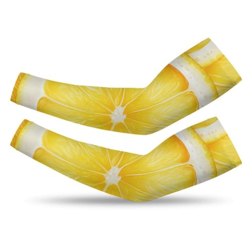 FodPand Lemon Slice Pattern Cooling Arm Sleeves, UPF 50 Seamless Cover Arms