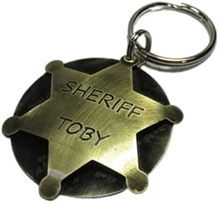 Unique Pet Id Tag-Fun pet Sheriff Star Dog Id -Custom Stamped Dog Collar Name Tag-Law Enforcement -Personalized Id-