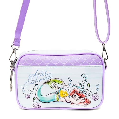 Disney Bag, Crossbody, The Little Mermaid Ariel and Flounder Poses, Vegan Leather4