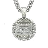 LCWLJL Miami Mens Cuban Link Chain Silver Gold Plated Bling Cuban Necklace Diamond Chain for Men iced out chain Hip Hop Necklace (Last Supper Silver)