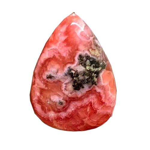 Rhodochrosite naturelle poire 26x18x5mm cabochon rose pour création bijoux
