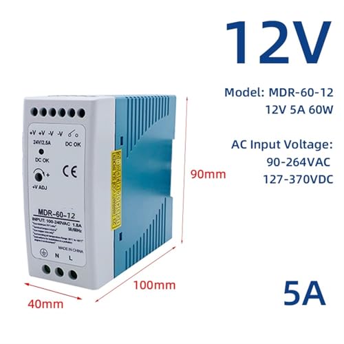 Alimentation de commutation MDR-60-12 pour rail DIN AC DC 12V - 2