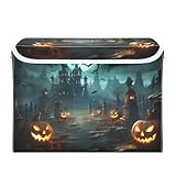YETTASBIN Halloween Pumpkin Storage Basket with Lid and Handles, Large Collapsible Fabric Storage Bins Sturdy Storage Organizer for Shelves, Closet, Bedroom, School, Office, Home Decor