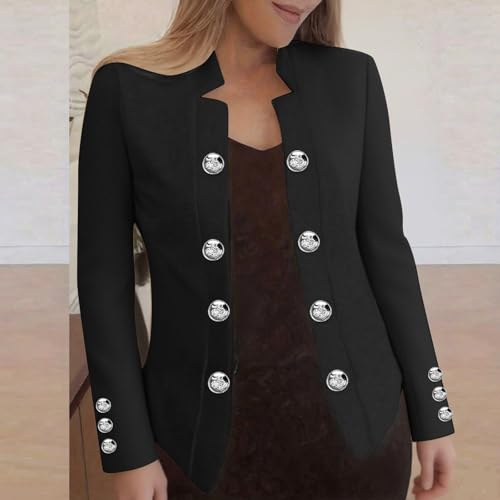 Women Suit Jacket Fashion Solid Color Slim Button Notch Collar Long Sleeve Casual Cardigan Business Blazer Outwear4