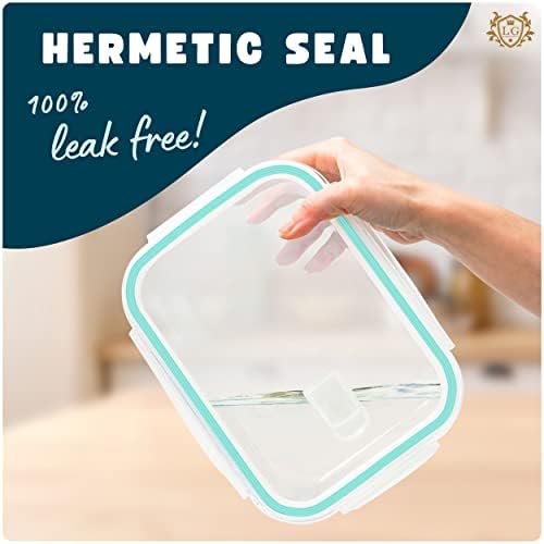 LG Luxury & Grace 4 Pack Glass Container 1500 ml. Airtight & Wave Steam Hole. Food Storage Container. Microwave, Oven, Dishwasher and Freezer Safe. BPA Free.