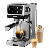 SECPOEDR Machine à expresso de 20 bars avec mousseur à lait puissant, infusion rapide à froid, facile à utiliser, machine à expresso compacte à chaleur rapide de 1350 W, machine à cappuccino latte