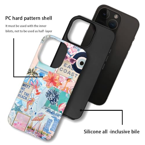 Generic Case Compatible with iPhone 16 Pro Max,Scratch Resistant Hybrid 2-Layer Hard Shell Phone Case,Seashells Beach Summer Jellyfish Collage by Generic - Used condition - Image 3