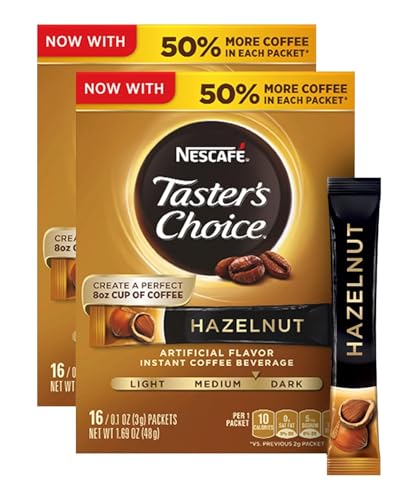 Nescafé, Taster's Choice, Instant Coffee Beverage, Hazelnut, 16 Packets, 0.1