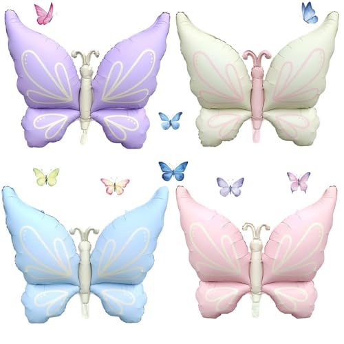 4pcs Gradient Giant Butterfly Foil Mylar Balloon Butterfly Birthday Decorations Butterflys Theme Birthday Party Wedding Supplies Butterflies Tattoo Sticker