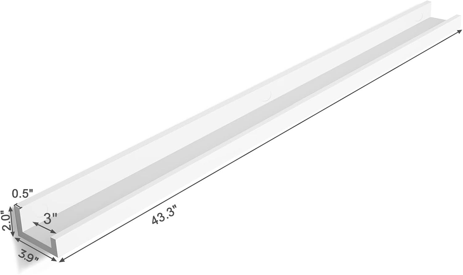 SONGMICS Floating Shelf, Wall Shelf Ledge 3.9 x 43.3 Inches with Front Edge, for Picture Frames, Books, Spice Jars, Living Room, Bathroom, Kitchen, Easy Assembly, White ULWS46WT