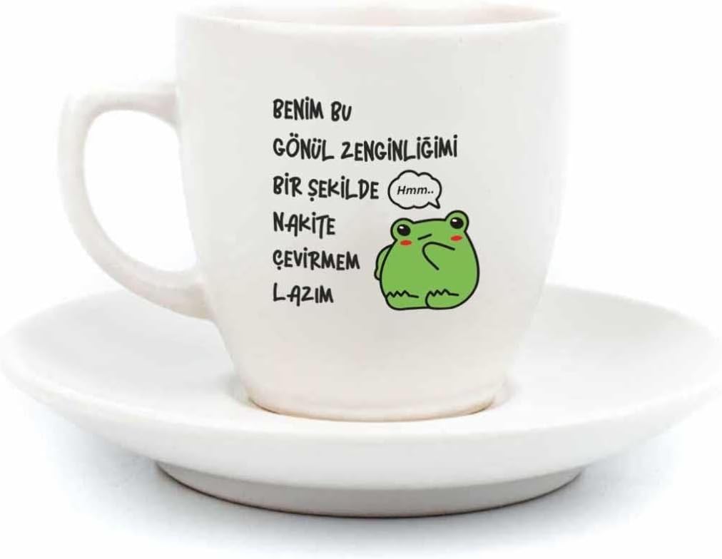 PALTO TASARIM Gönül Zenginliğimi Nakite Çevirmem Lazım Krem Türk Kahvesi Fincanı - Hediye Seramik Türk Kahvesi Fincanı