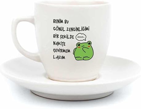 COAT DESIGN I Need to Turn My Hearts Wealth into Cash Cream Turkish Coffee Cup - Gift Ceramic Turkish Coffee Cup