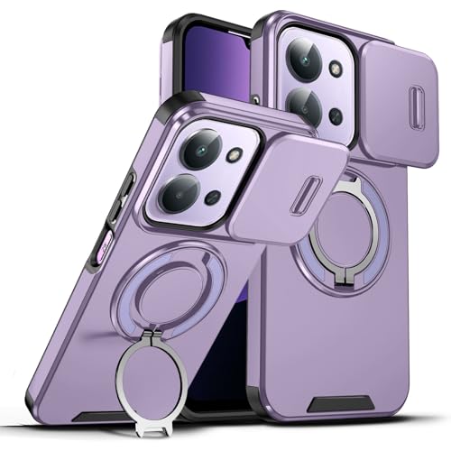 ILING Coque pour Xiaomi Redmi 15C 5G/4G/POCO C85, Texture Mate Militaire Antichoc Rigide PC Housse Silicone TPU Bumper Étui avec Support pour Magnétique Bague et Caméra Couvercle (Violet)