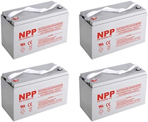 NPP HR12390W(4 Pcs) FR 12V 120Ah 12Volt AGM Sealed Lead Acid Rechargeable High Rate Battery, 12Volt 2340W 390Watts/Cell, Replace for Off Grid UPS, Solar Power, RV, Marine，Boat，Golf Cart Battery
