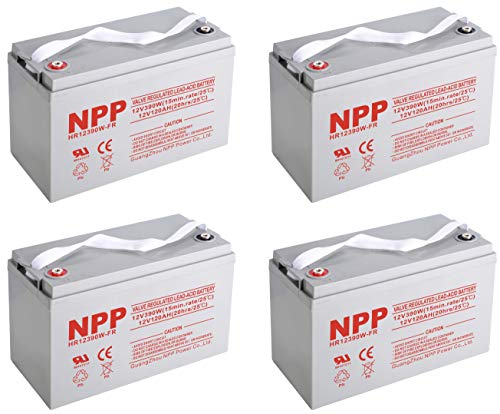 Npp Hr12390W(4 Pcs) Fr 12V 120Ah 12Volt Agm Sealed Lead Acid Rechargeable High Rate Battery, 12Volt 2340W 390Watts/Cell, Replace For Off Grid Ups, Solar Power, Rv, Marine，Boat，Golf Cart Battery #TOP8