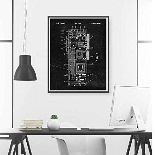 IGNIUBI Computer Blueprint Print Harddisk Patent Vintage Poster Science Gift Steampunk Art Picture Canvas Painting Office Wall Art Decor 40X60cmx4 No Frame steampunk buy now online
