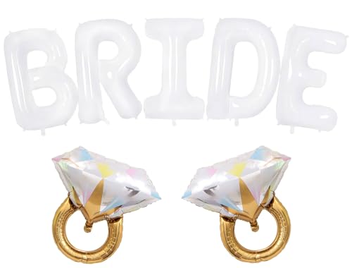 40 Inch Bride Balloon and Diamond Ring Foil Balloons for Bachelorette Bridal Shower Wedding Engagement Bride To Be Party Decorations