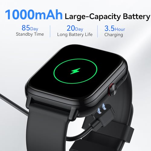 Smartwatch Damen Herren,1.83HD Touchscreen, 20 Tage Akkulaufzeit, Fitnessuhr mit Pulsuhr Schlafmonito Schrittzähler, Bluetooth Anruffunktion, 112+ Sportmodi, IP68 Wasserdicht Sportuhr für iOS/Android