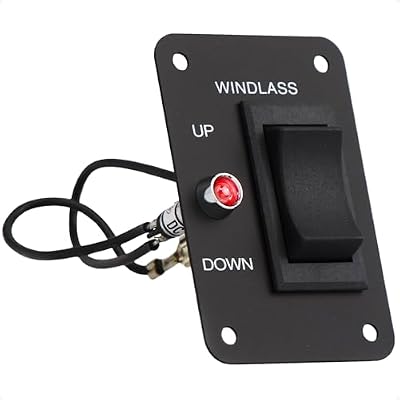 Five Oceans Rocker Boat Anchor Windlass Switch, Controlling Up/Down Function of Boat Anchor Windlasses, Waterproof, 12 Volts, SPDT 3-Terminal Switch, Stainless Steel Plate - FO3739