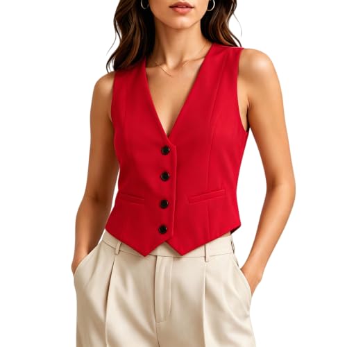 Gilet sans manches tailleur femme avec col en V habillé et chic