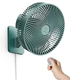LEMOISTAR - Ventilatore da parete da 10 pollici con telecomando, oscillazione a 90°, 4 velocità, 4 timer, inclinazione regolabile, cavo da 70 pollici, per camera da letto, garage (verde scuro)