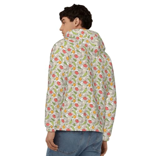 Sweat à capuche décontracté coupe ample avec imprimé végétal graphique automne