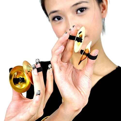 Finger Cymbals, Music Instrument Rhythm Maker Belly Dance Finger Cymbals Brass Zills For Dancer Evening Party, One Pair #TOP3