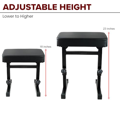 Image of Kadence NK603 Jamming Series Adjustable Keyboard & Piano Bench | Heavy-Duty Metal Frame & 5-Level Height Adjustment | High-Density Cushioned Seat | Stable Base for Practice & Performance | Black