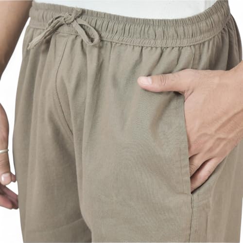 Image of Men's Formal Cotton Pants, Pure Cotton, Elastic Waist with Drawstring, Formal & Lounge Wear