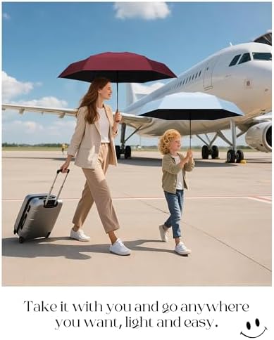 Seniny Mini Travel Umbrella with Case, Compact Pocket Size UV Sun & Rain - 4