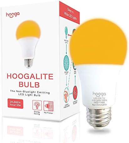 hooga Sleep Light Bulb, Blue Light Blocking Amber Night Light. 1600K Sleep Aid Emits Only 0.06% Blue Light for Healthy Sleep. Baby Nursery Light. 7W LED, 45W Replacement Single