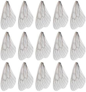 NUOBESTY DIY Dragonfly Wings 50Pcs, DIY Butterfly Wings Charms Handmade Jewelry Crafts Making Dragonfly Wings Wedding Decors Cloth Art Dragonfly Butterfly Wings Craft for Decor - White