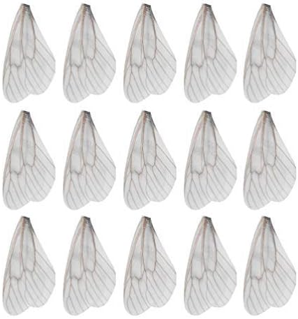 NUOBESTY DIY Dragonfly Wings 50Pcs, DIY Butterfly Wings Charms Handmade Jewelry Crafts Making Dragonfly Wings Wedding Decors Cloth Art Dragonfly Butterfly Wings Craft for Decor - White