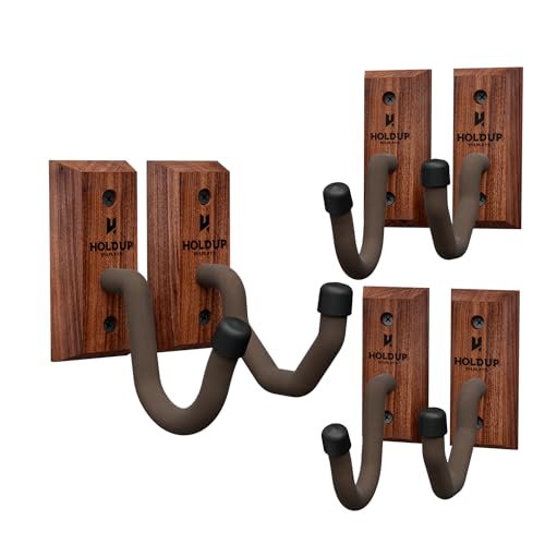 Hold Up Displays Gun Wall Mount 3 Pack, AR Wall Mount, Rifle Wall Mount, Shotgun Holder, Bow Wall Hanger, Gun Hooks for Wall, Walnut Hardwood Gun Display from Wisconsin - Made in USA