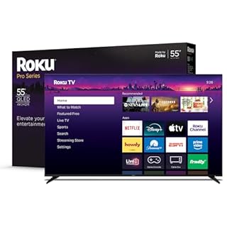 Roku Smart TV – 55-Inch Pro Series 4K QLED RokuTV with Backlit Roku Voice Remote Pro, Dolby Vision IQ, 120Hz Refresh Rate – Live Local News, Sports, Gaming