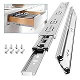 AOLISHENG 1 Pair Full Extension Drawer Slides Rail 8 10 12 14 16 18 20 22 24 Inch 100 LB Load Capacity Side Mount Ball Bearing Metal Dresser Runner File Cabinet Trash Can Slider Kitchen Glide Silver