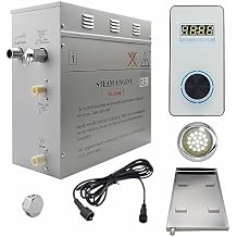 Superior Encore 9 kW Steam Shower Generator Kit with Vertical White Keypad, Drip Pan & White Light | Self-Draining Steam Bath Generator | One-click Connection Cord | Aromatherapy |