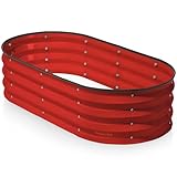 Plant & Plot Galvanized Raised Garden Beds Outdoor // 4×2×1 ft Planter Raised Beds for Gardening, Vegetables, Flowers // Large Metal Garden Box (Red)