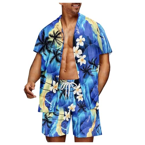 Conjunto de camisa con estampado tropical para hombre y relax con estilo