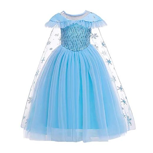 IMEKIS Flickor Elsa klänning prinsessa Frost 2 fin utklädnad paljett snöflinga tyll tutu födelsedagsfest klänning med kappa glitter snö drottning karneval cosplay kostym outfit blå 3-8 år, BLÅ, 3-4 År