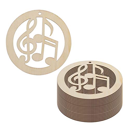 Janou 20Pcs Music Notes Shaped Wood Diy Craft Cutouts Musical Notes Unfinished Wood Gift Tags Ornaments With Ropes For Wedding Christmas Party Decoration, 3.94 In #TOP5