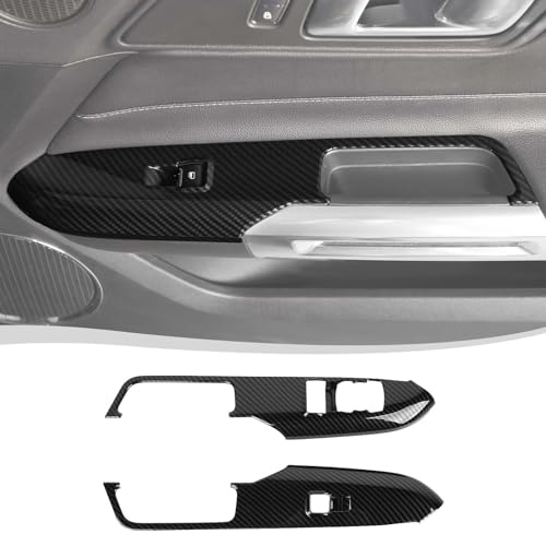 Voodonala Texture Door Handle Window Lift Button Decoration Frame Trim for Ford Mustang 2015 2016 2017 2018 2019 2020 2021 2022 2023 Carbon Fiber Black(2pcs/Set) by Voodonala - Used condition - US$6.47