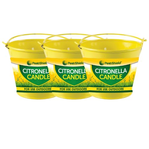 Citronella Outdoor Candle Natural Insect Repellent Scented Candle for Garden, Patio & Camping Assorted Colours Long Lasting Burn Available in Multi-Pack Options (Metal Bucket, Pack of 3)